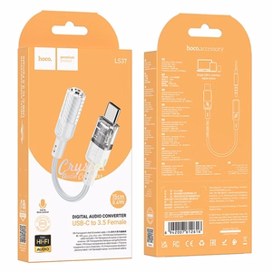 adapter AUX USB C do Jack 3,5 mm Hoco 0,15 m LS37 transparentny hall