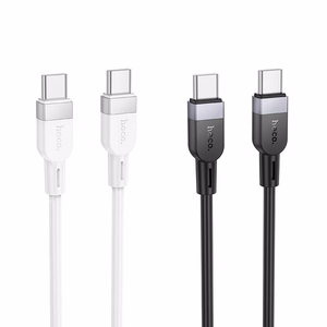 Kaabel USB C USB C Hoco 3A 60W silikoonist 1 m X109 valge
