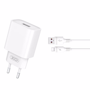 XO seinalaadija CE02D QC 3.0 18W 1x USB, valge + USB-C-kaabel