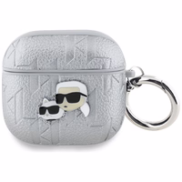 Karl Lagerfeld Monogram Karl & Choupette Head ümbris jaoks AirPods 4 - hõbedane