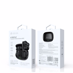 Devia AI TWS PRO 7 Bluetooth-kõrvaklapid, BT 5.4, mustad