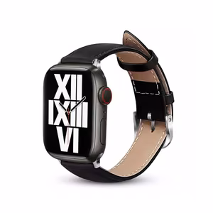 Crong Noble Band ehtsast nahast rihm Apple Watch 44 / 45 / 46 / 49 mm kellale, Black Noir värvitoonis