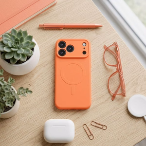 Silikoonist Mag Cover ümbris mudelile iPhone 17 Pro Max / 18 Pro Max, MagSafe'iga ühilduv kaamerakaitsega – oranž