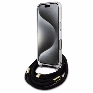 Guess Crossbody Cord 4G Print Ümbris with Lanyard jaoks iPhone 16 Pro - must