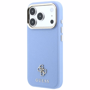 Guess Saffiano Small 4G & Classic Logo ümbris seadmele iPhone 18 Pro / 17 Pro, MagSafe-ühilduv – helesinine