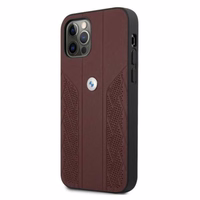 BMW Leather Curve perforeeritud ümbris iPhone 12 / iPhone 12 Pro jaoks - punane