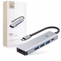 Tech-Protect HB01 HUB Adapter 5in1 USB-C + USB3.0 + HDMI 4K 60Hz + PD100W - hall