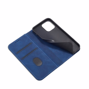 Magnet Fancy Case ümbris iPhone 14 Pro Max'ile, mis katab iPhone 14 Pro Max'i ümbrise koos flip wallet standiga sinine