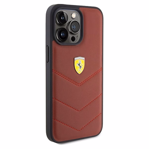 Ferrari Leather Stitched Lines ümbris jaoks iPhone 15 Pro Max - punane
