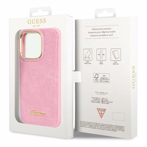 Guess Croco Collection ümbris jaoks iPhone 14 Pro - roosa