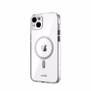 Moshi iGlaze ümbris seadmele iPhone 14 Plus, MagSafe'iga ühilduv, läbipaistev Luna Silver detailidega