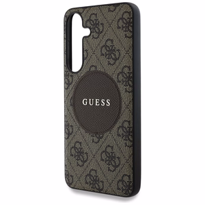 Guess 4G Round Patch Classic Logo MagSafe Ümbris jaoks Samsung Galaxy S25 Plus Brown