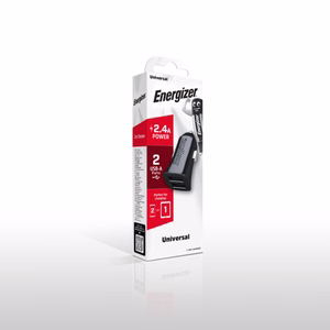 Energizer Classic D12 autolaadija, 2 × USB-A, 12 W / 2,4 A, must