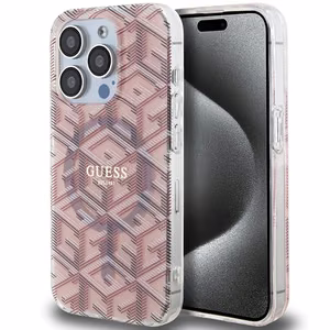 Guess IML GCube MagSafe ümbris jaoks iPhone 15 Pro - roosa