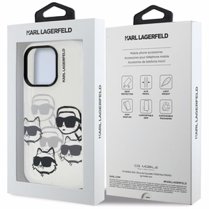 Karl Lagerfeld IML Multi K&C Head Pattern Ümbris jaoks iPhone 16 Pro Max - Läbipaistev
