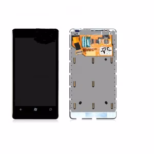 LCD ekraan ühilduv Nokia Lumia 800 raamiga must HQ
