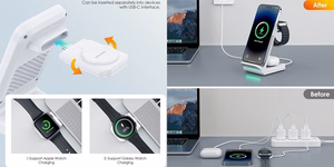 Wireless Charging Stand CHOETECH, 15W, 3-in-1