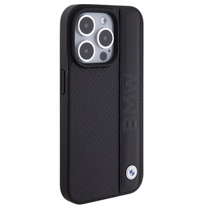 BMW Leather Textured & Stripe ümbris jaoks iPhone 15 Pro - must
