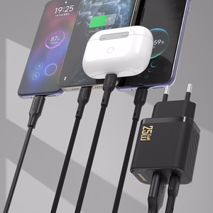 Dudao A26TCEU PD QC 25W GaN USB-A USB-C seinalaadija USB-C kaabliga - must