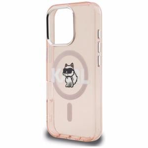 Karl Lagerfeld IML Choupette Sketch Logo MagSafe чехол iPhone 16 Pro - розовый