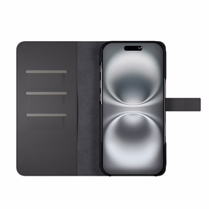 Puro Wallet Съемный чехол MagSafe 2 в 1 из кожи PU с клапаном и кошельком для iPhone 16 Pro - черный
