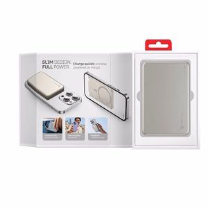 Forcell F-Energy Slim F5K9 akupank, MagSafe'iga ühilduv, 5000 mAh, 15 W, QC 4.0, PD 3.0, Cloud Dancer