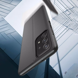 Eco Leather View Case elegantne ümbris klapiga ja statiiviga Samsung Galaxy A73 sinine