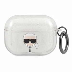 Karl Lagerfeld KLAPUKHGS AirPods Pro ümbris Glitter Karl's Head – hõbe