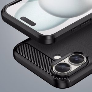 Carbon Ümbris jaoks iPhone 16 Plus Silicone Ümbris - Must