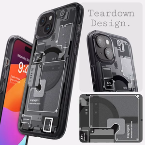 Spigen Ultra Hybrid Mag Ümbris with MagSafe jaoks iPhone 15 Plus - Dark hall (Zero One Pattern)