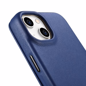 Чехол iCarer CE Premium Leather Folio для iPhone 14 Plus магнитный с откидной крышкой MagSafe синий