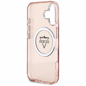 Guess IML Metal Mountain Logo MagSafe iPhone 16 Ümbris - roosa