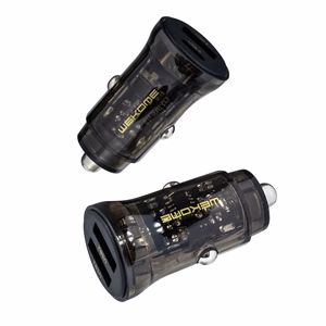 WEKOME WP-C40 Vanguard Series autolaadija, 2 × USB-A, 15 W, must ja läbipaistev