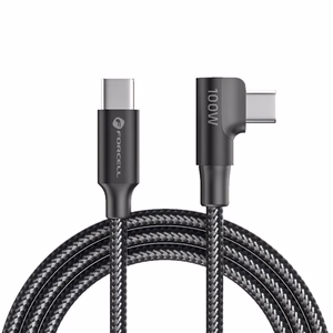 Cable USB C to USB C Forcell F-Energy QC4.0 PD 5A 100W Cafule 90° 2 m CC-1Deg black
