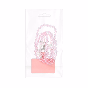 CRYSTAL DIAMOND Phone lanyard, Phone pendant / cord length 74cm (37cm in the loop) / on neck - lite roosa