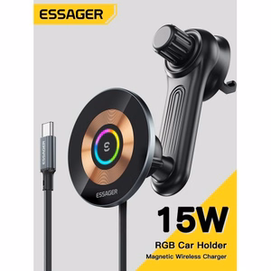 Autohoidik Essager Arpege Must (juhtmevaba laadimine 15W) (magnetiline / ventilatsioonivõre)