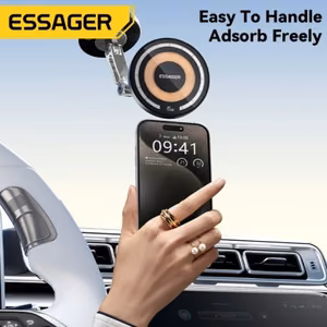 Autohoidik Essager Stand, must (15W / Magsafe ühilduv) (magnetiline / kleepuv alus)