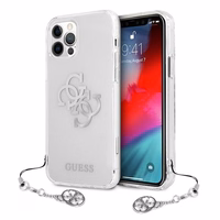 Guess GUHCP12LKS4GSI iPhone 12 Pro Max 6.7" läbipaistev kõvakaaneline 4G Silver Charms kollektsioon
