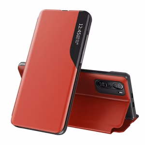 Eco Leather View Case Elegantne Flip Cover Case koos Stand funktsiooniga Xiaomi Redmi K40 Pro + / K40 Pro / K40 / Poco F3 Red