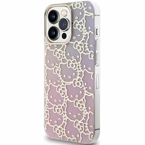 Hello Kitty IML Gradient Electrop Crowded Kitty Head Ümbris jaoks iPhone 15 Pro - Roosa