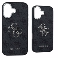 GUESS ümbris jaoks IPHONE 17 GUHCP17SP4G4SMCK (4G PU Leather Ümbris with Big 4G and Classic Logo and Hõbedane Metal Camera Frame) must