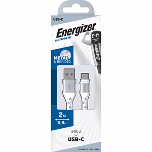 Energizer Ultimate C520CKWH USB-A–USB-C laadimis- ja andmekaabel, 2 m, valge