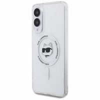 Karl Lagerfeld Button Choupette Head Printed Logo MagSafe Ümbris jaoks Samsung Galaxy S25 Edge - Valge