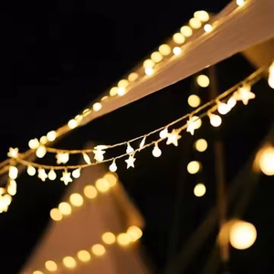 LED-гирлянда 1,5M (10 LED ламп) USB для балкона, звезды + шары, теплый белый