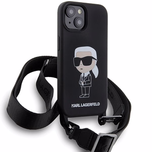Karl Lagerfeld KLHCP15SSCBSKNK iPhone 15 6.1" hardcase must/must Crossbody Silicone Ikonik