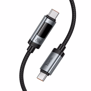 Кабель для передачи данных с цифровым дисплеем USB C to USB C Hoco PD 6A 240W 1,2 m U148 черный