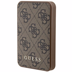 Guess Powerbank 15W GUPB5LP4GEGW 5000mAh pruun/pruun 4G nahast metallist logo