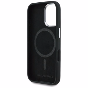 Karl Lagerfeld Silicone Heart Sign Logo MagSafe Case for iPhone 16 - Black