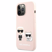 Karl Lagerfeld Silikoonist Ikonik Karl&Choupette MagSafe ümbris iPhone 13 Pro / iPhone 13 jaoks - heleroosa