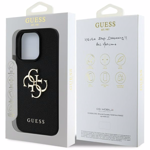 Guess Grained Big 4G Logo Small Classic Logo Ümbris jaoks iPhone 16 Pro Max - must